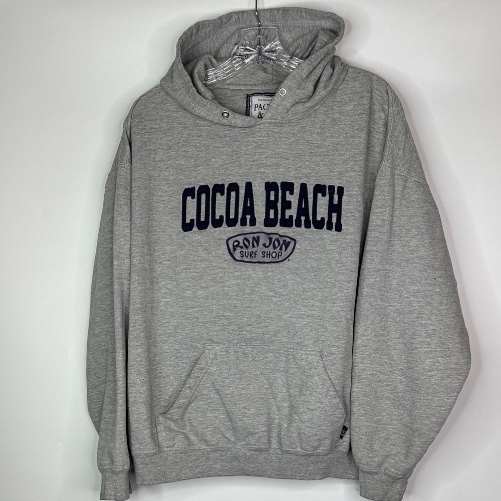Ron John Cocoa Beach Gray Hooded Sweatshirt Size XL